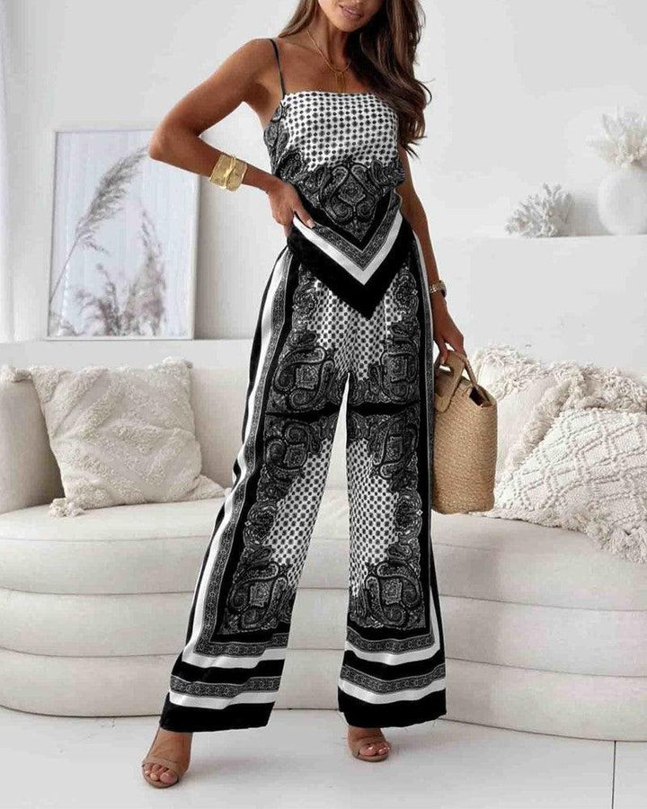 Lilly | Zweiteiliges Set elegant mit top mit Schnürung und Hose urlaubsbereit