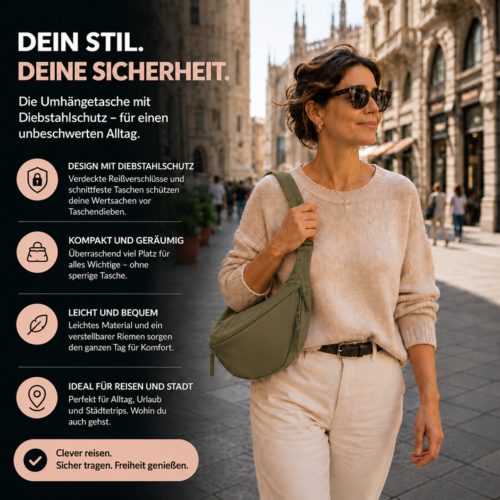 Mathilda | Schultertasche in Olivgrün