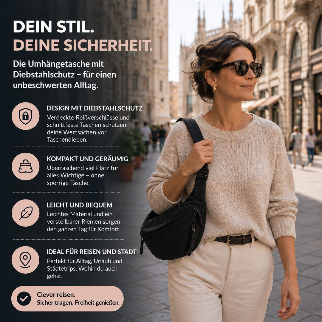 Lena | Schultertasche in Schwarz