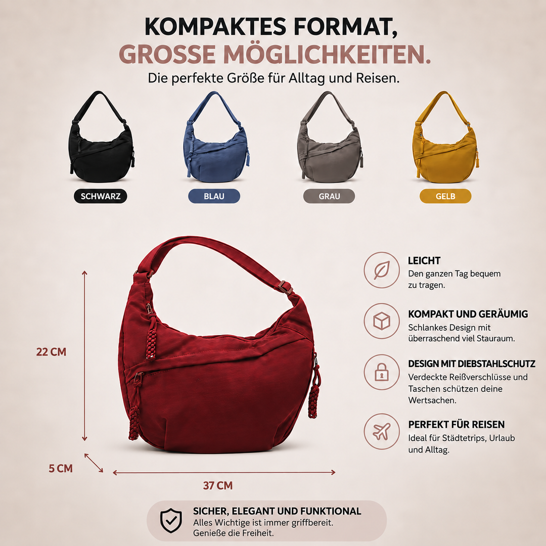 Marlene | Schultertasche in Bordeauxrot