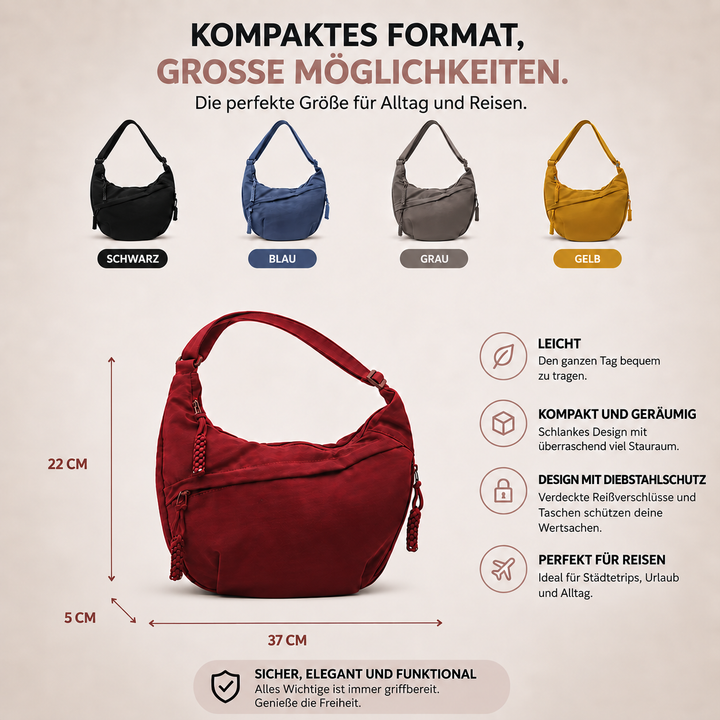 Marlene | Schultertasche in Bordeauxrot