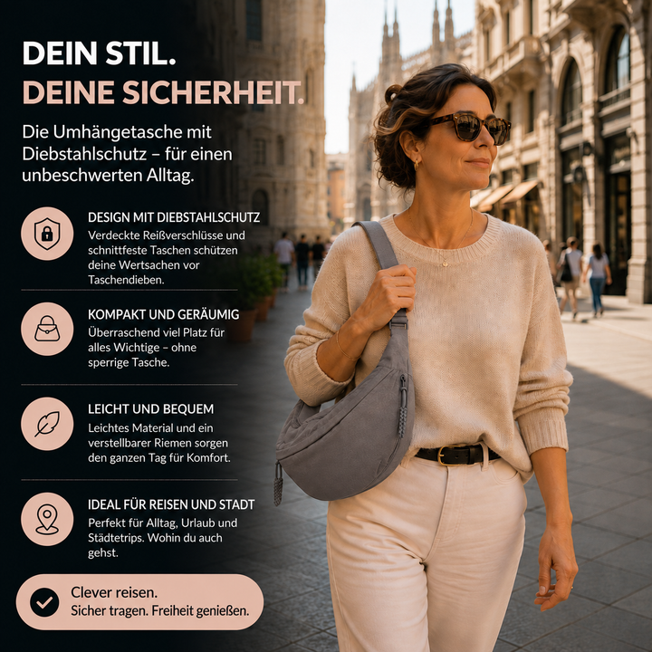 Greta | Schultertasche in Grau
