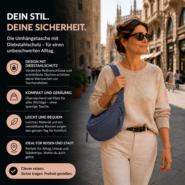 Frieda | Schultertasche in Blau