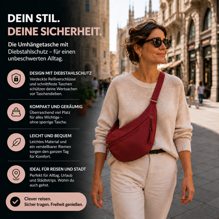 Marlene | Schultertasche in Bordeauxrot