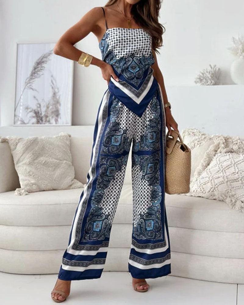 Lilly | Zweiteiliges Set elegant mit top mit Schnürung und Hose urlaubsbereit