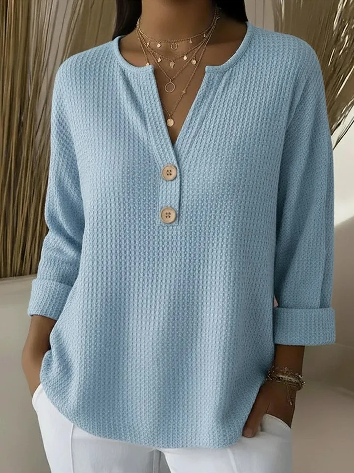 Monika | Henley-Shirt mit Waffelstruktur