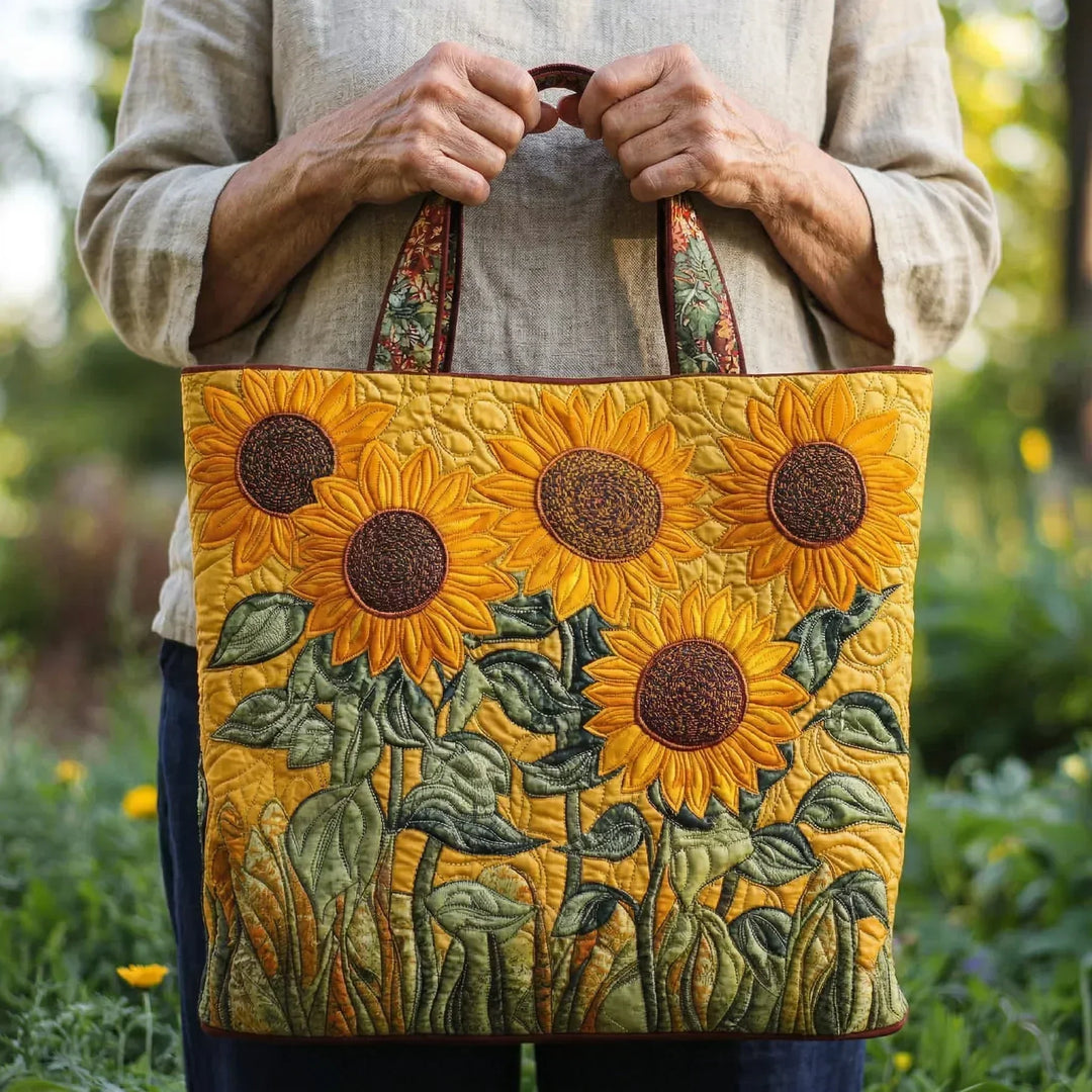 Sophie | Gesteppte Tragetasche mit Motiv Sonnenblumen