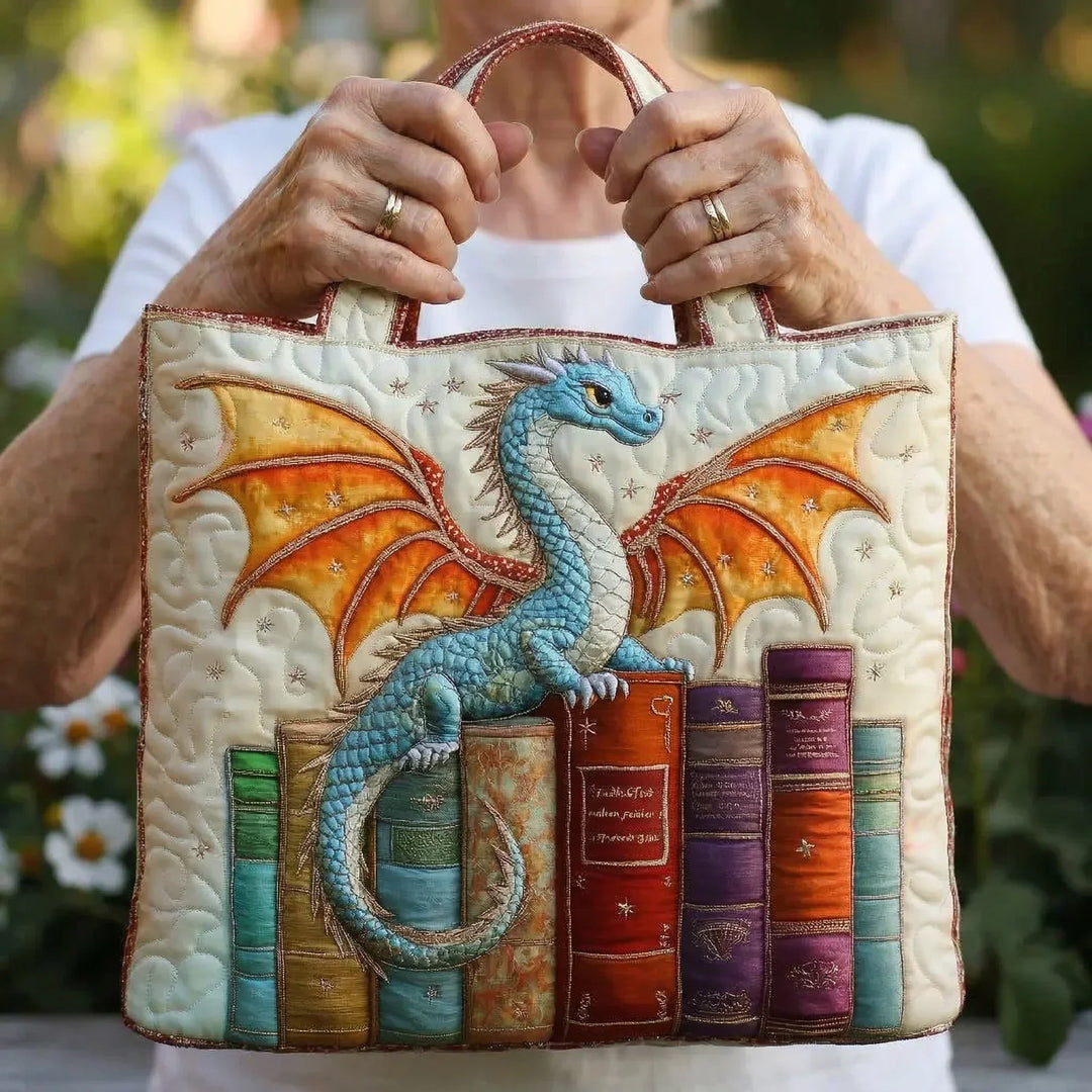 Tabea | Gesteppte Tragetasche mit Motiv Buchdrache
