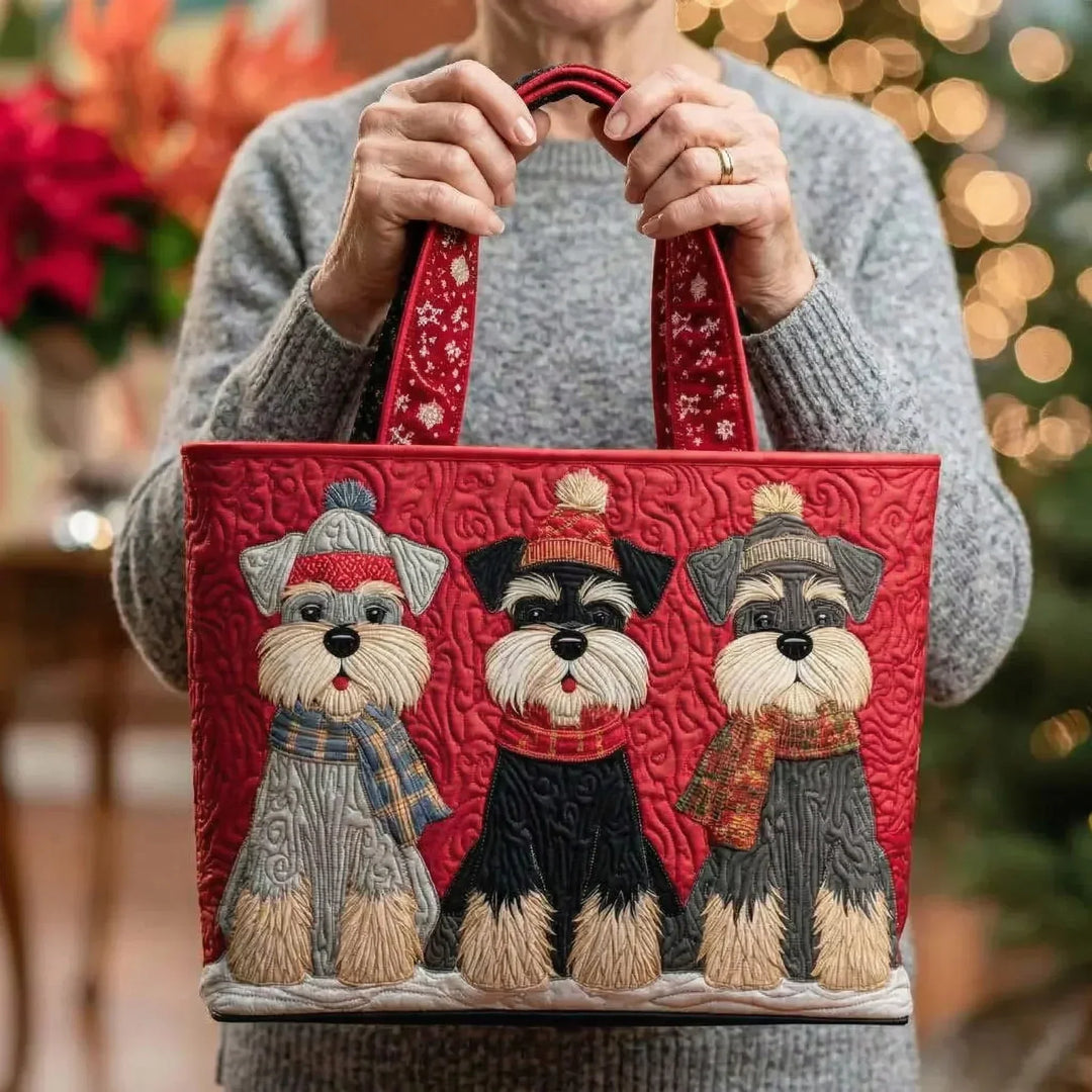 Mia | Gesteppte Tragetasche mit Motiv Drei Schnauzer im Winter