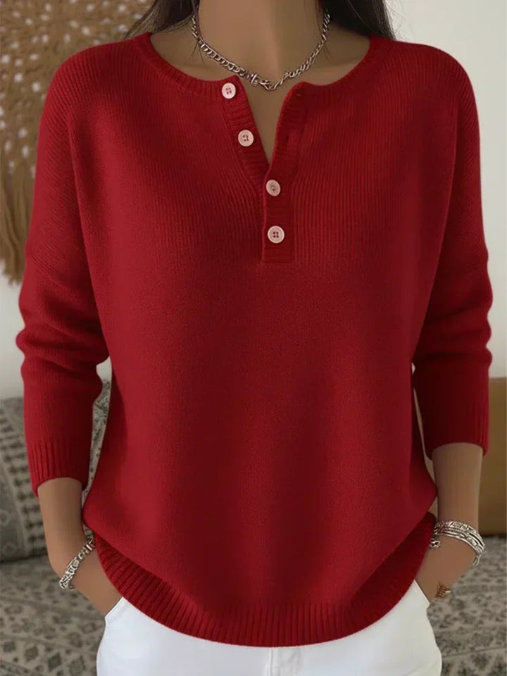 Katharina | Strickpullover mit Henley-Knopfleiste