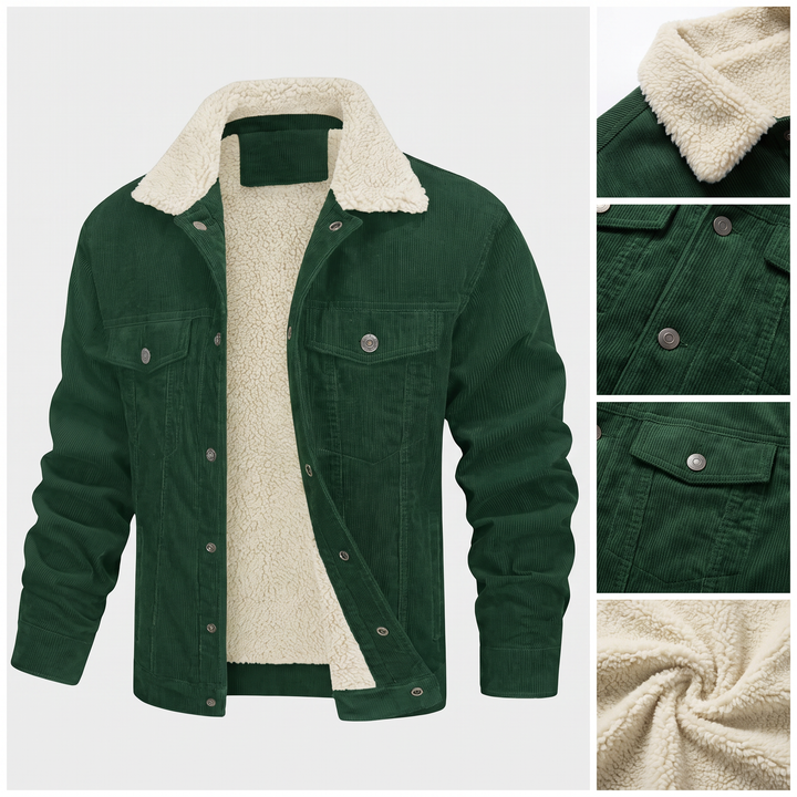 Kurt | Grüne Cordjacke mit Teddyfutter