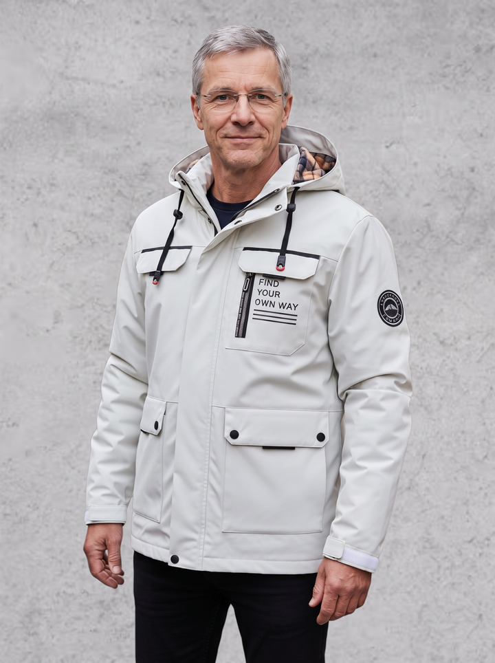 Dirk | Weiße Winterjacke mit Kapuze