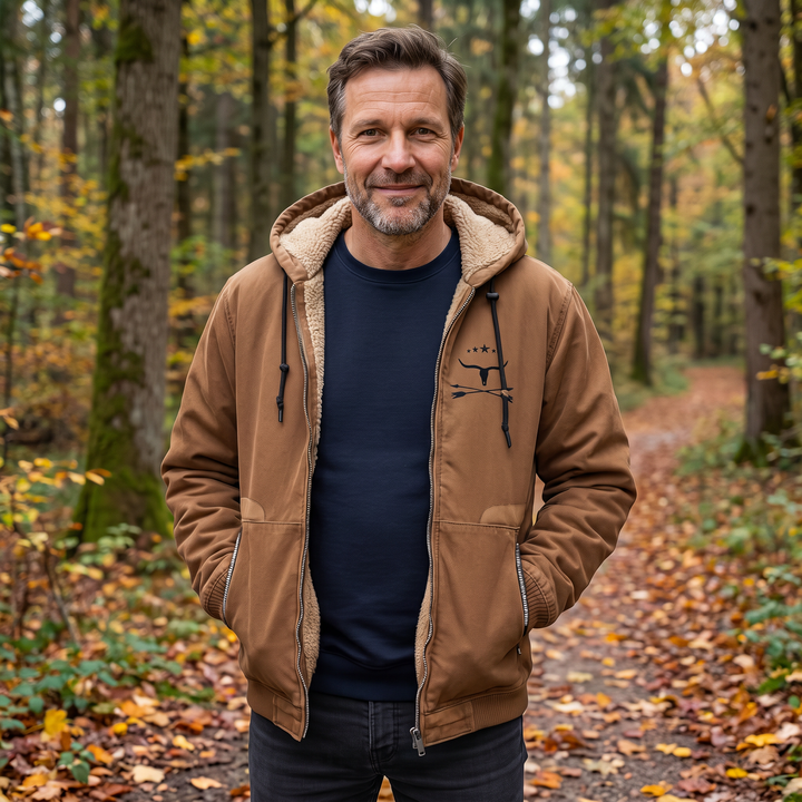 Viktor | Schwarze Kapuzenjacke mit Teddyfutter