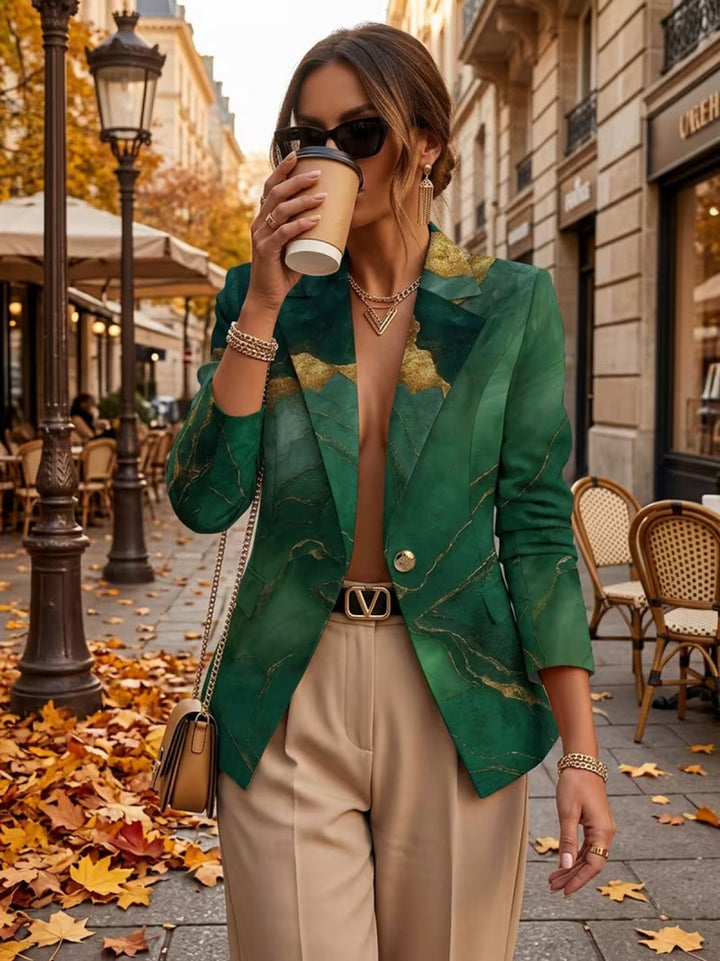 Adelheid | Blazer mit smaragdgrünem Marmormuster