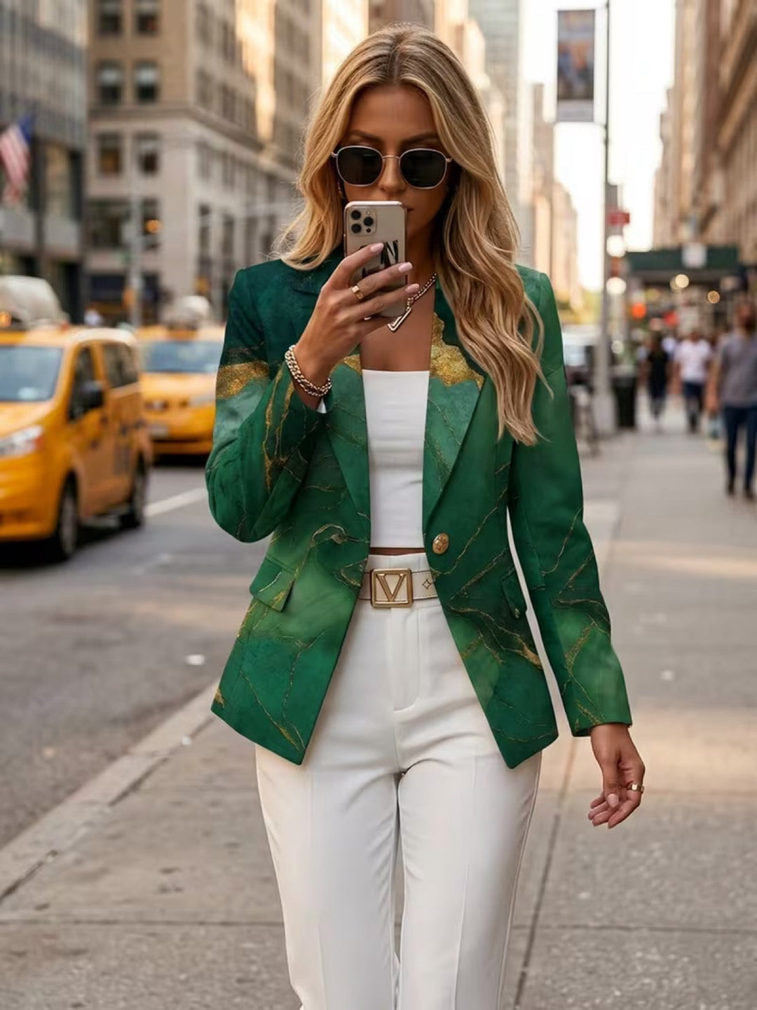 Adelheid | Blazer mit smaragdgrünem Marmormuster
