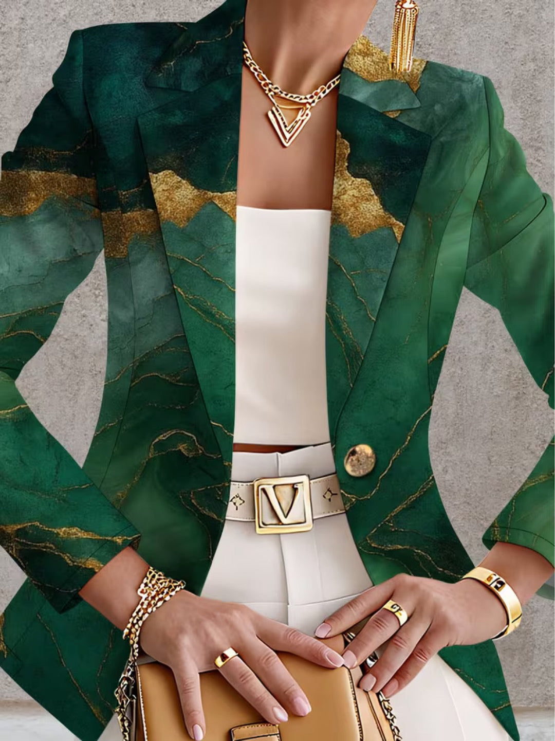 Adelheid | Blazer mit smaragdgrünem Marmormuster