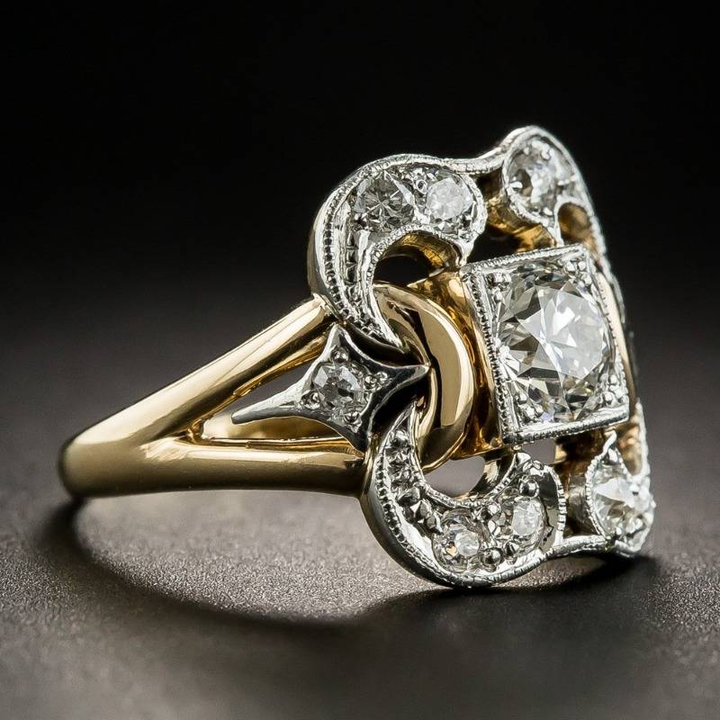 Therese | Vintage-Goldring mit Zirkonias