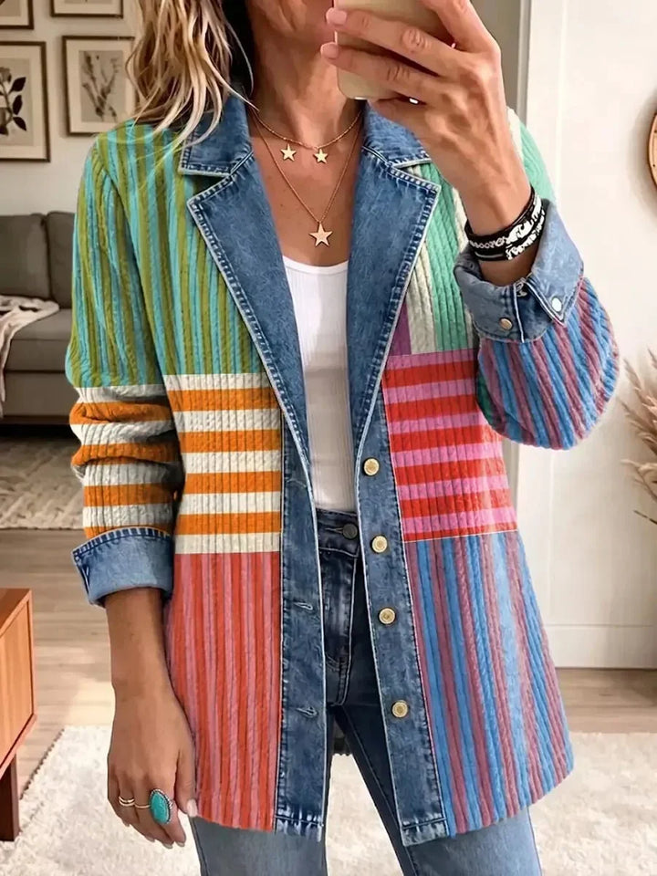 Carolin | Retro-Jacke mit kunstvollem geometrischem Muster