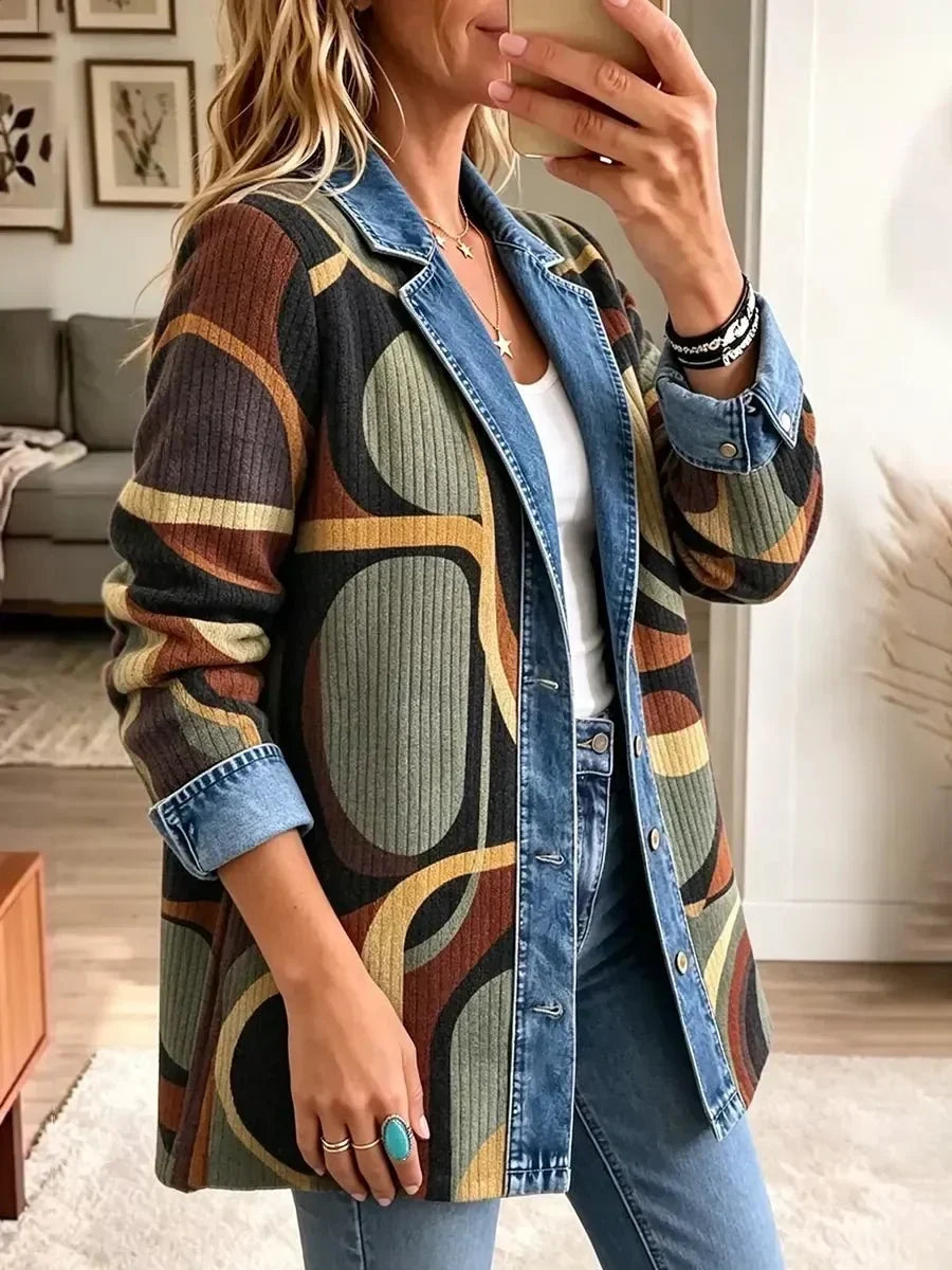 Franziska | Vintage-Jeansjacke mit abstraktem Muster