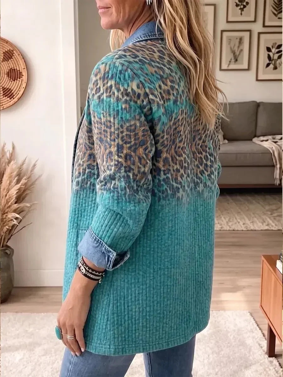 Hannah | Vintage-Jeansjacke mit Leopardenmuster