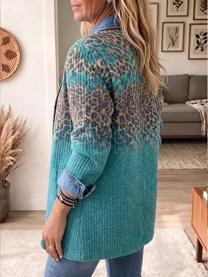 Hannah | Vintage-Jeansjacke mit Leopardenmuster