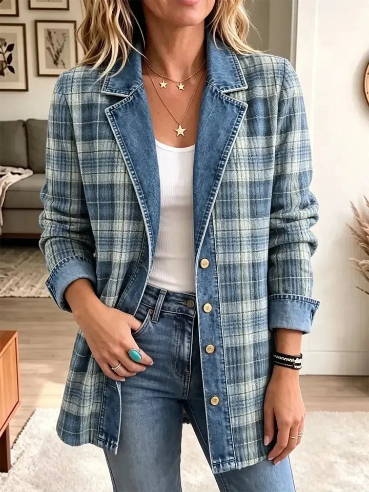 Annika | Retro-Jeansjacke mit Kunstdruck