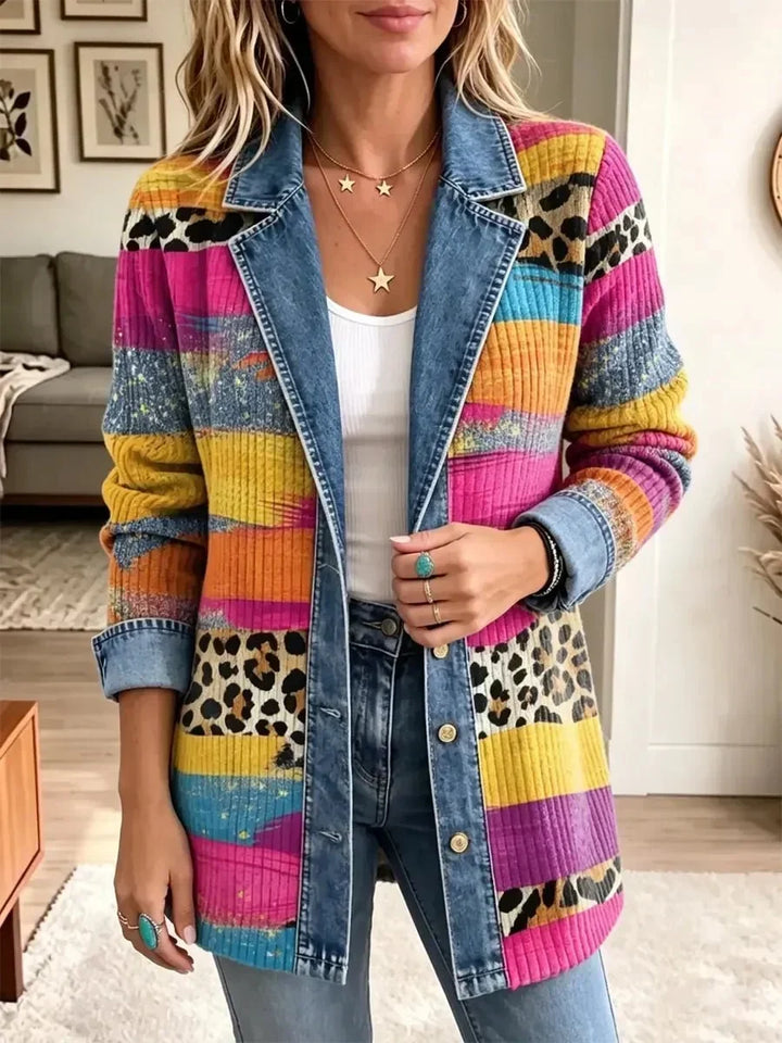 Mathilda | Retro-Jeansjacke mit Leopardenmuster