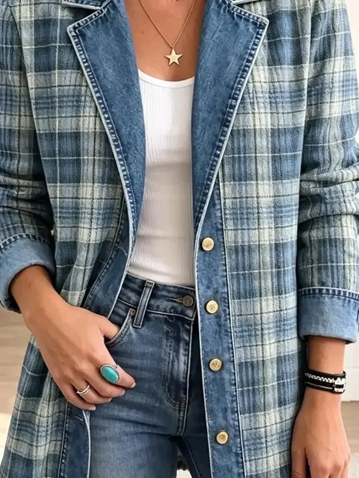 Annika | Retro-Jeansjacke mit Kunstdruck