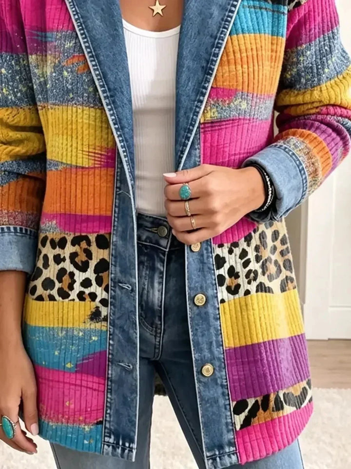 Mathilda | Retro-Jeansjacke mit Leopardenmuster
