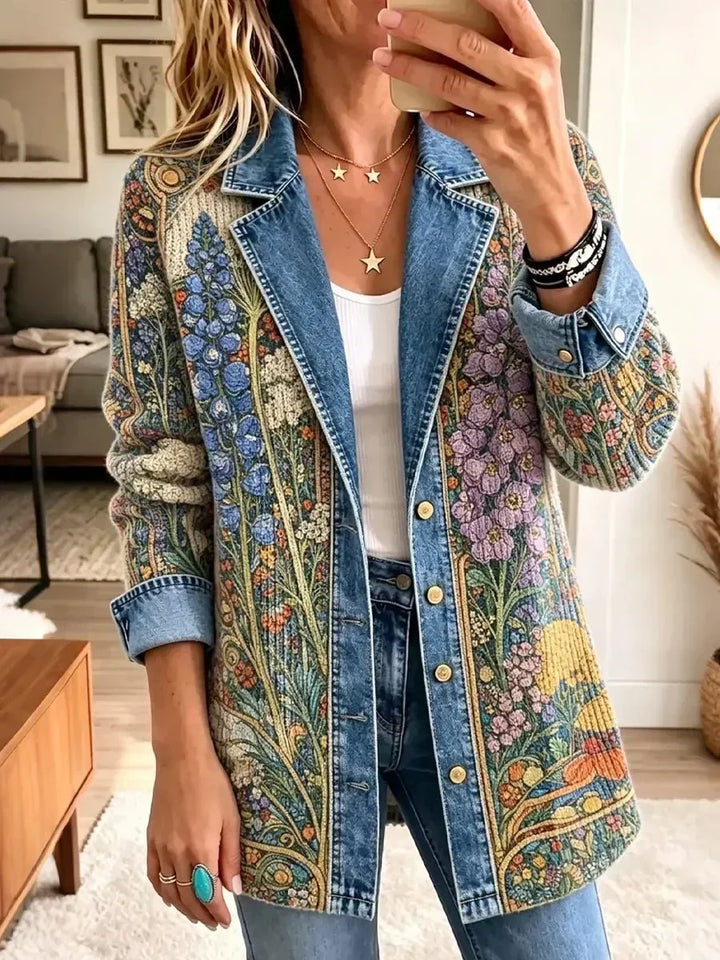 Katharina | Vintage-Jeansjacke mit Blumenmuster