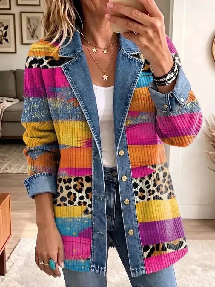 Mathilda | Retro-Jeansjacke mit Leopardenmuster