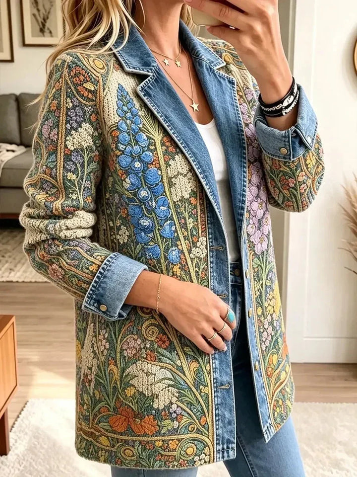 Katharina | Vintage-Jeansjacke mit Blumenmuster
