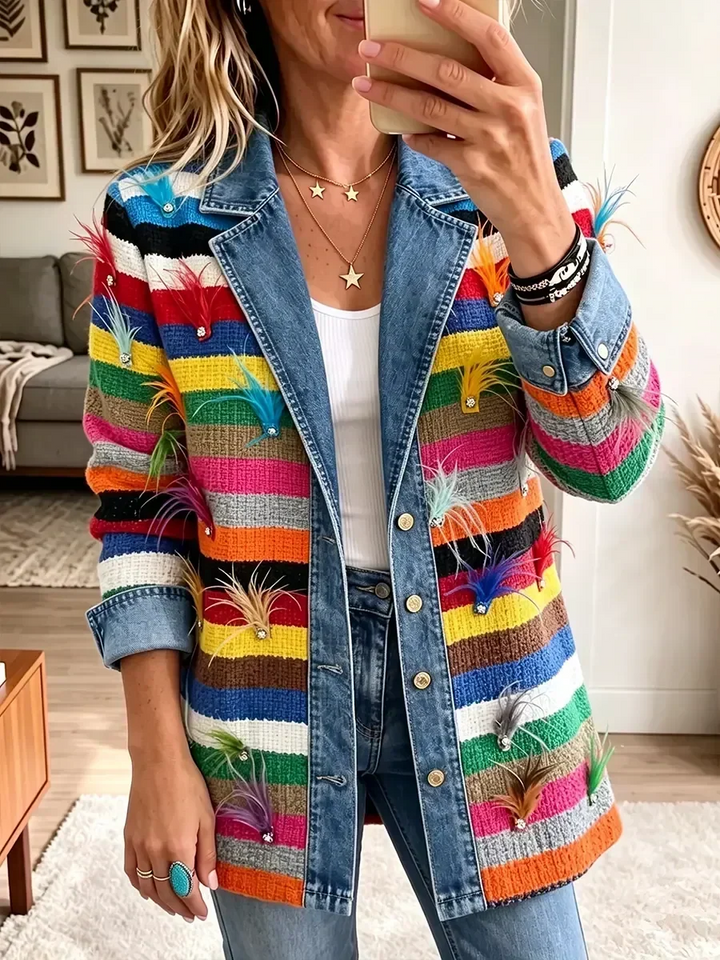 Antonia | Vintage-Jeansjacke mit Federdruck