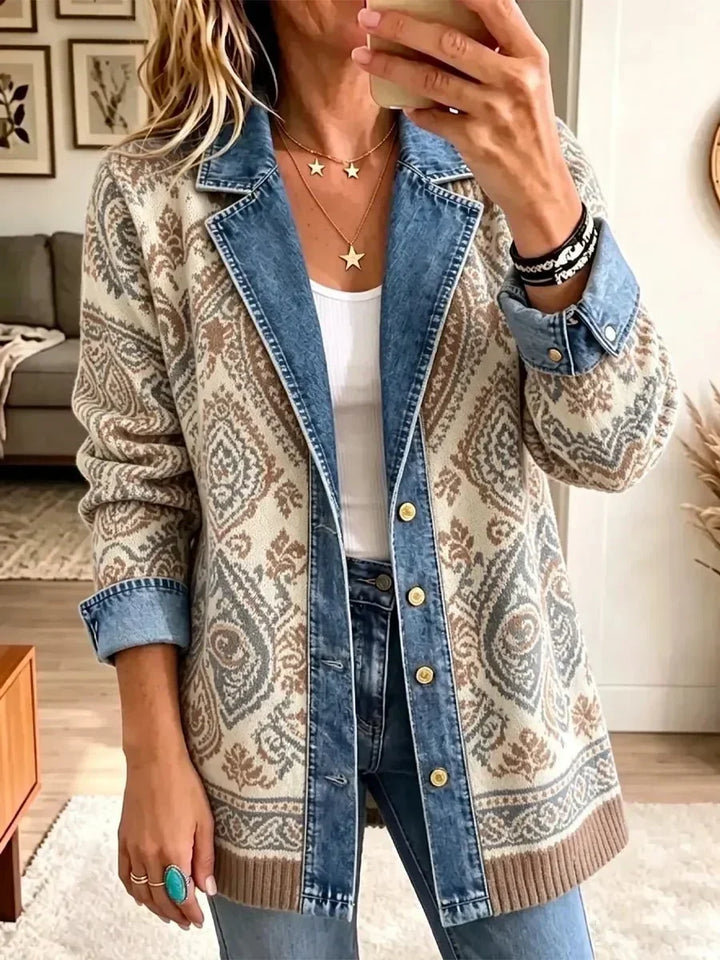 Johanna | Retro-Jeansjacke mit Boho-Patchwork