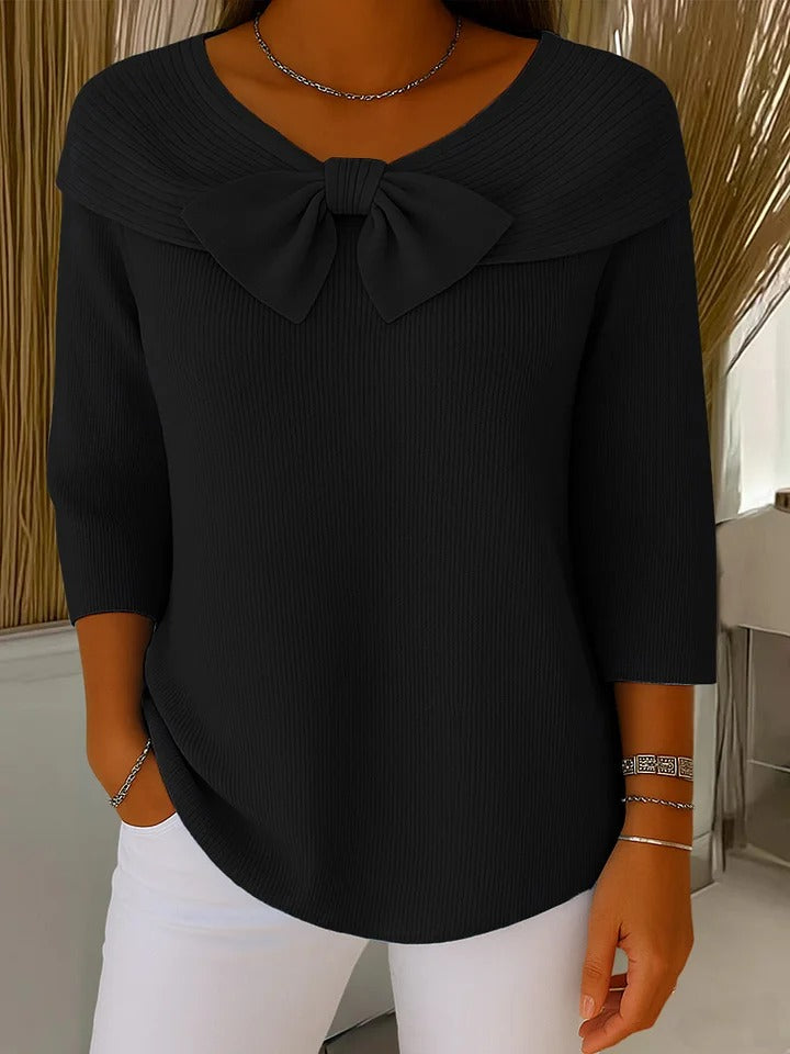Sabine | Rippstrickpullover mit Schleifendetail