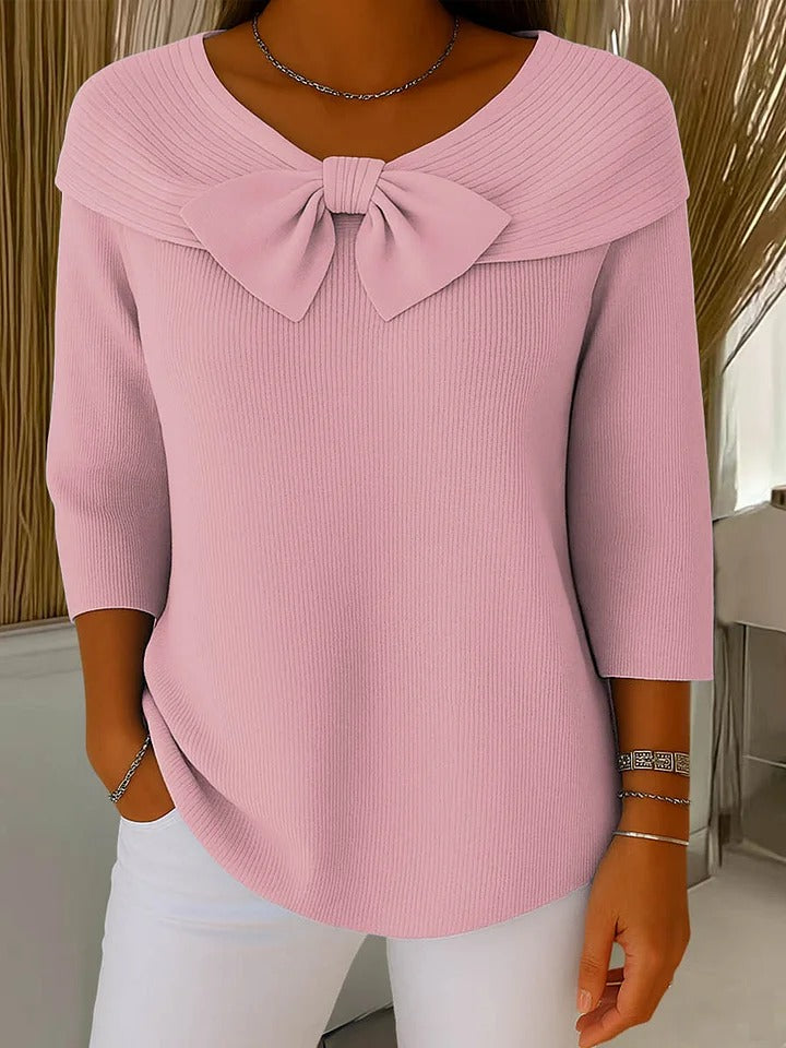 Sabine | Rippstrickpullover mit Schleifendetail