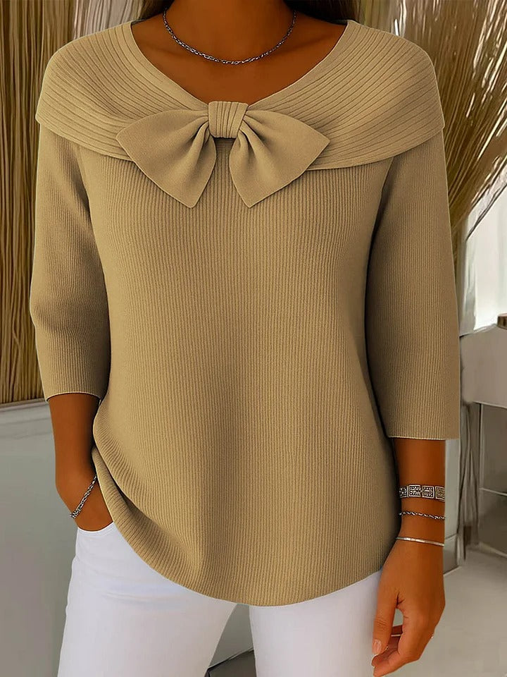 Sabine | Rippstrickpullover mit Schleifendetail