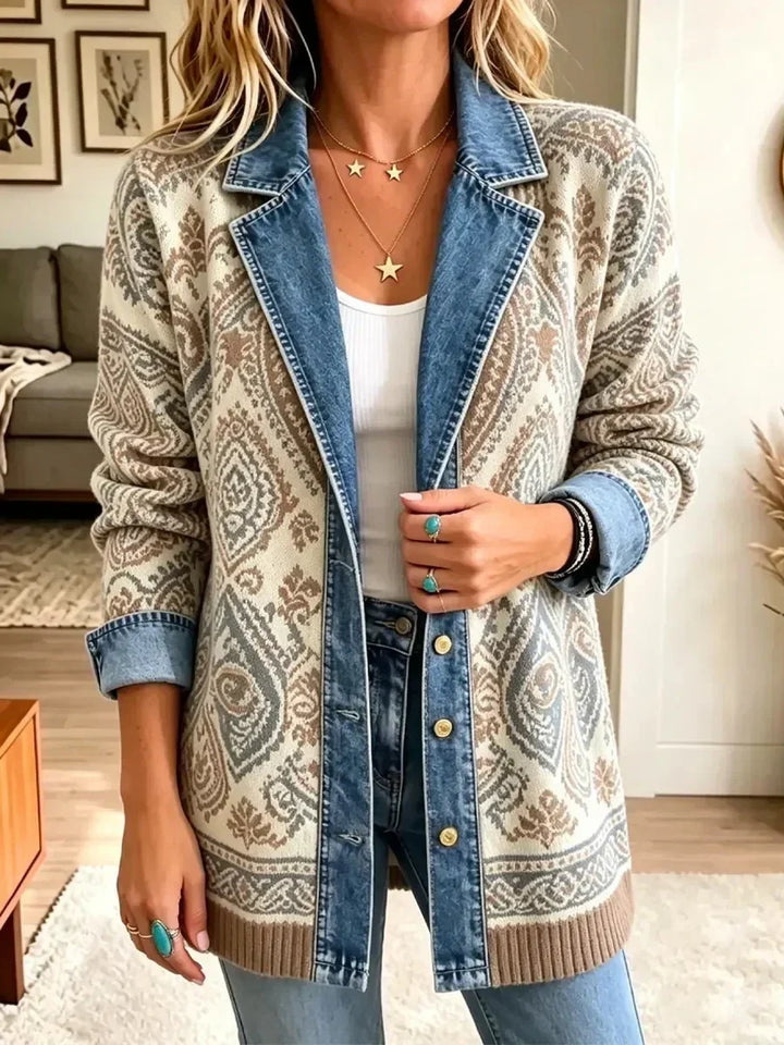 Johanna | Retro-Jeansjacke mit Boho-Patchwork