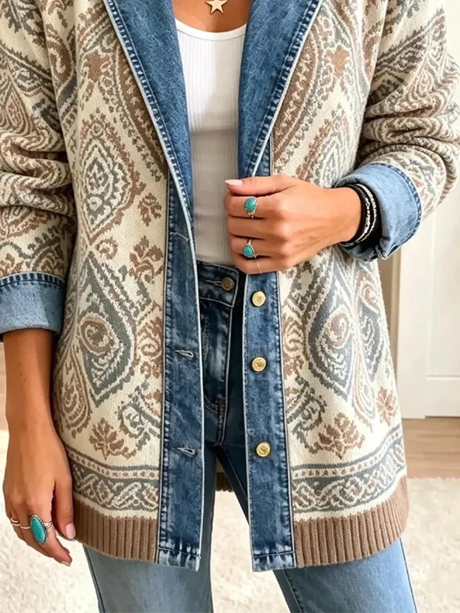 Johanna | Retro-Jeansjacke mit Boho-Patchwork