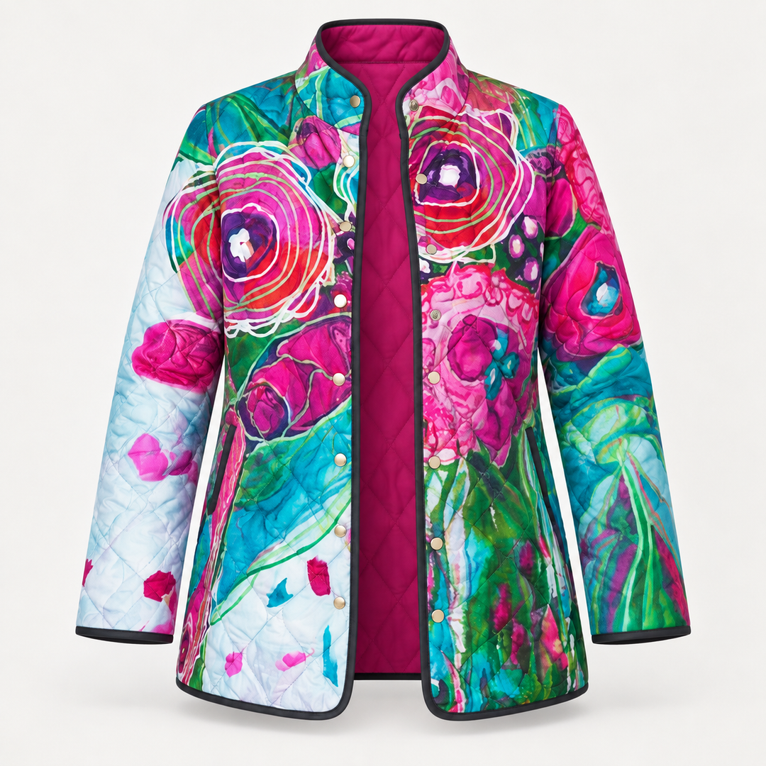 Charlotte | Steppjacke mit Aquarellblumen
