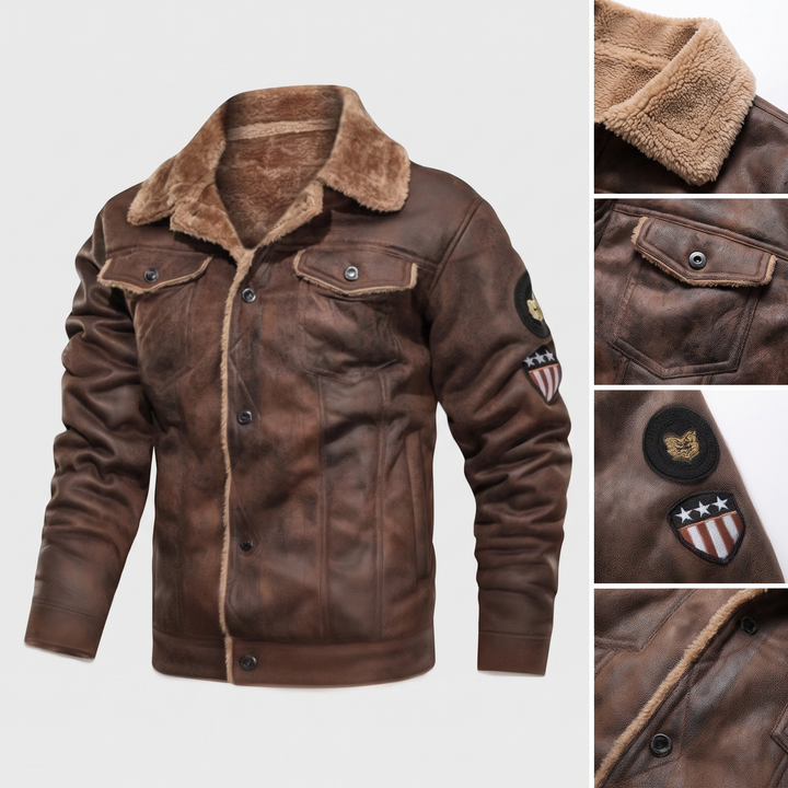 Arnulf | Braune Jacke mit Teddykragen