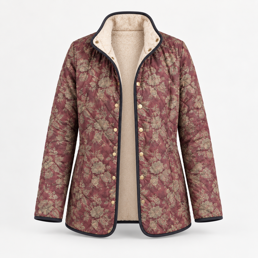 Johanna | Steppjacke mit Damastmuster in Pflaume