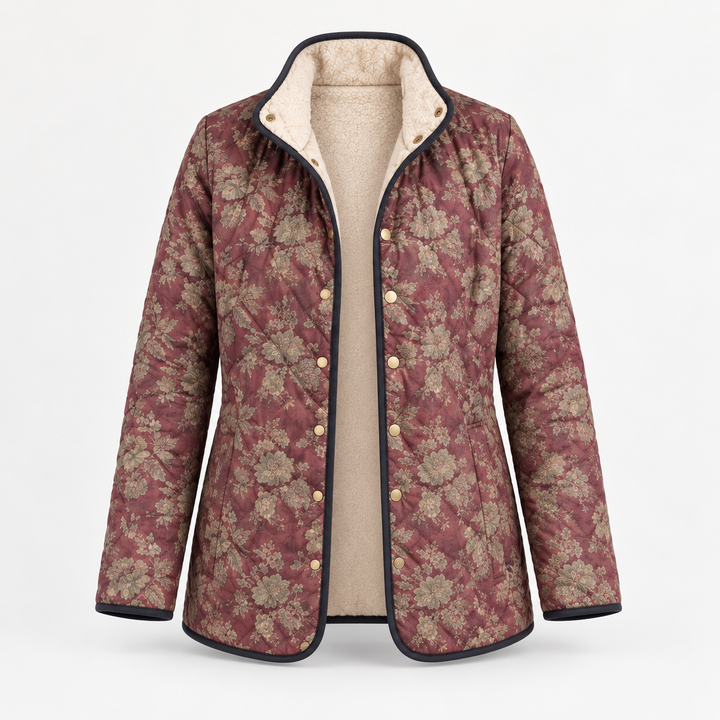 Johanna | Steppjacke mit Damastmuster in Pflaume