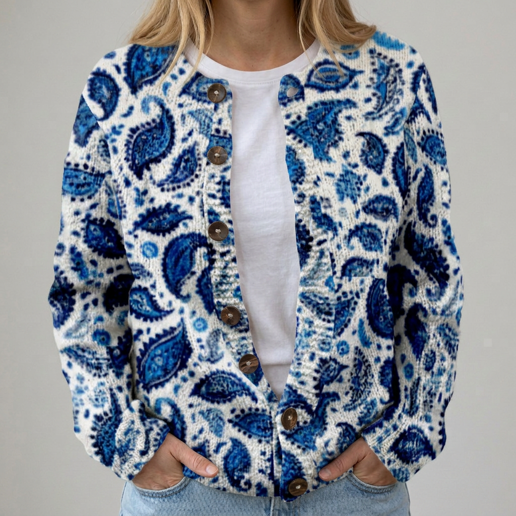 Lieselotte | Herbststrickjacke mit Blumenmuster