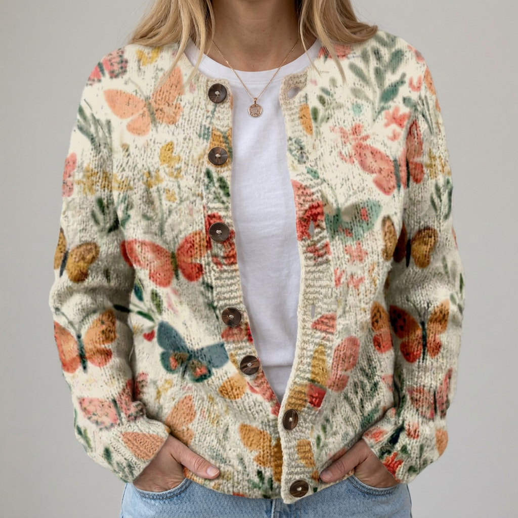 Sophie | Herbststrickjacke mit Blumenmuster