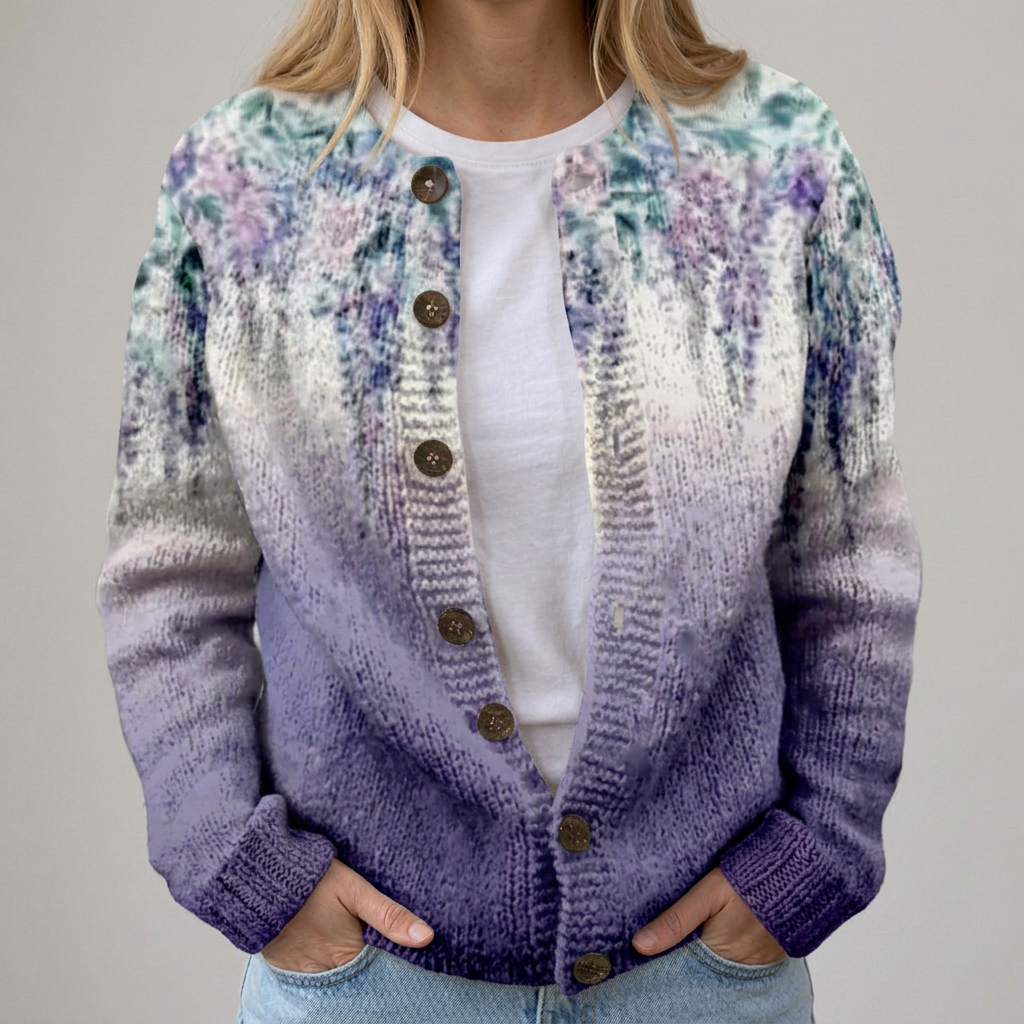 Viktoria | Herbststrickjacke mit Blumenmuster
