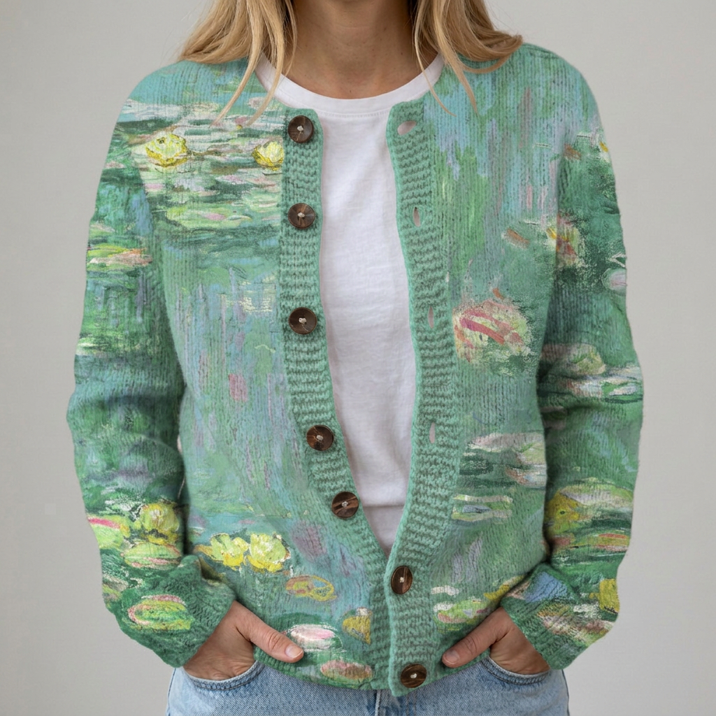 Kira | Herbststrickjacke mit Blumenmuster