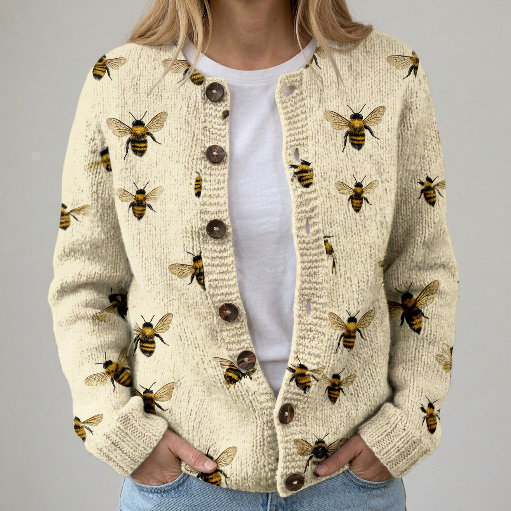 Charlotte | Herbststrickjacke mit Blumenmuster