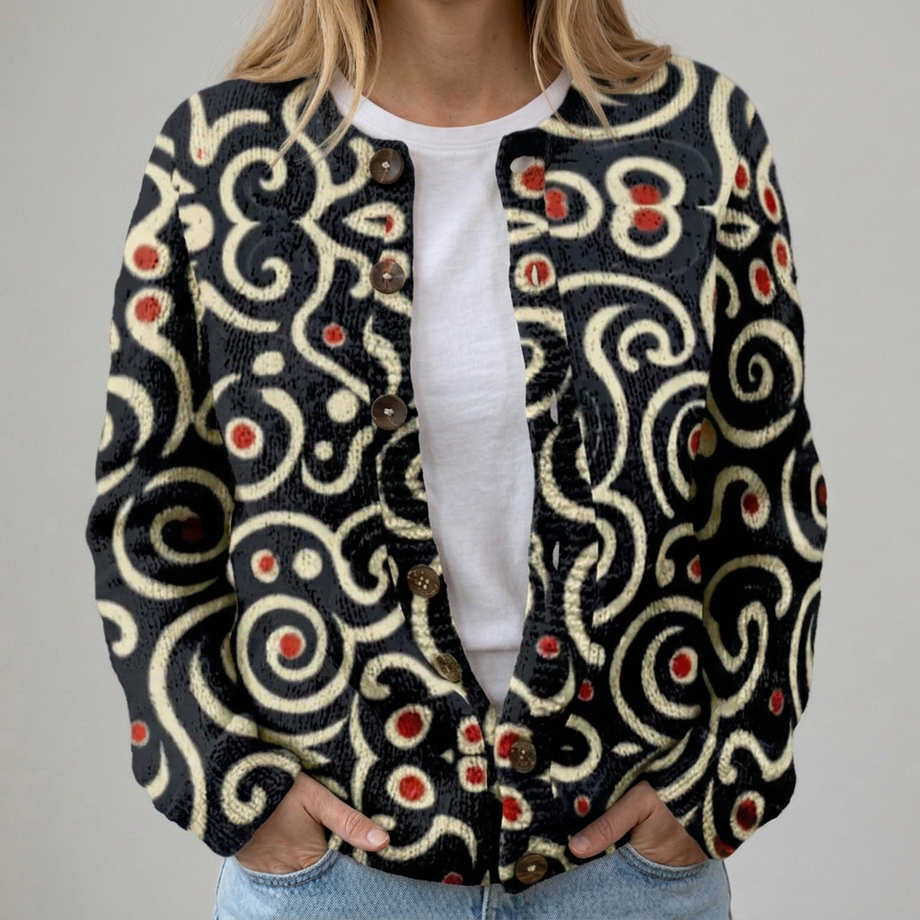 Johanna | Herbststrickjacke mit Blumenmuster