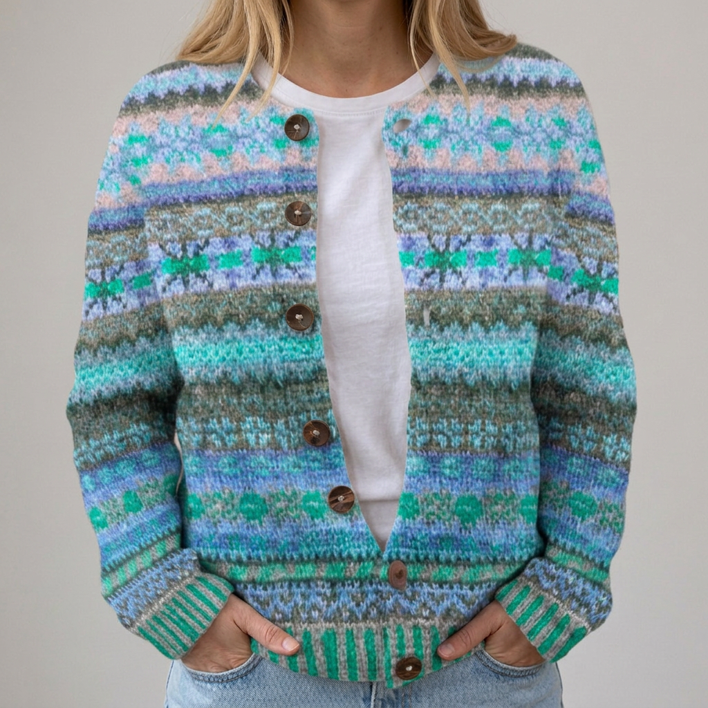 Mia | Herbststrickjacke mit Blumenmuster